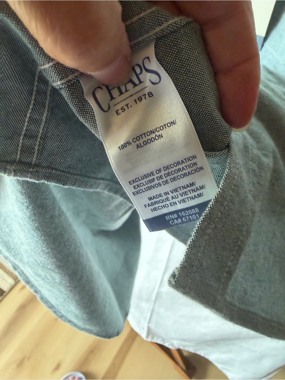 Chaps Men’s Button-Down Shirt in Heathered Sage Green - Picture 12 of 12